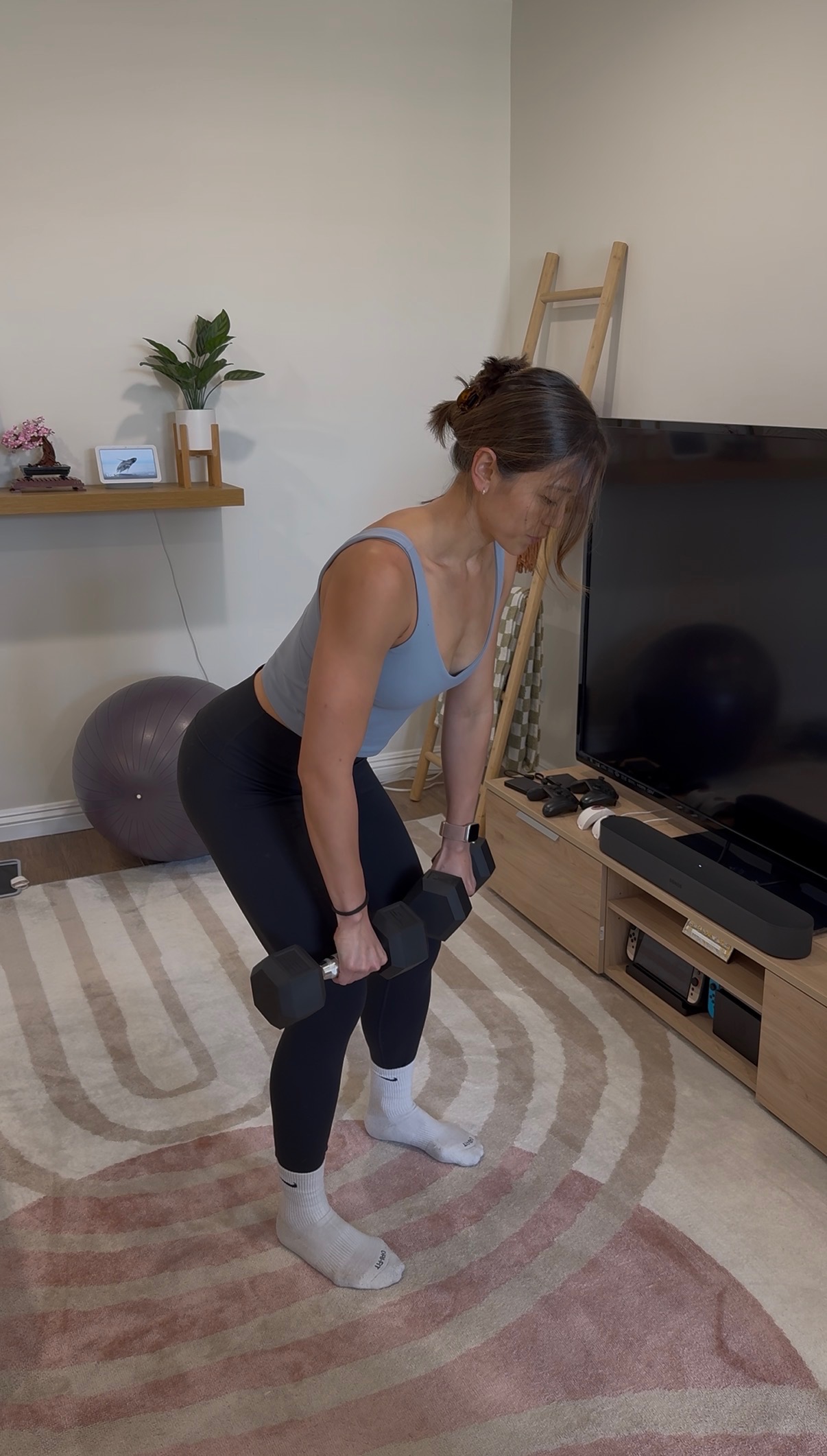 Woman stretching during a guided movement session